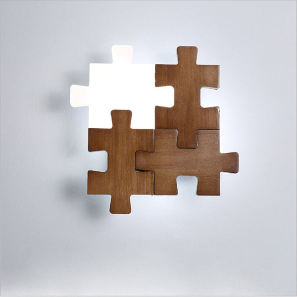 1.Artistic Wood Puzzles LED Wall Sconce