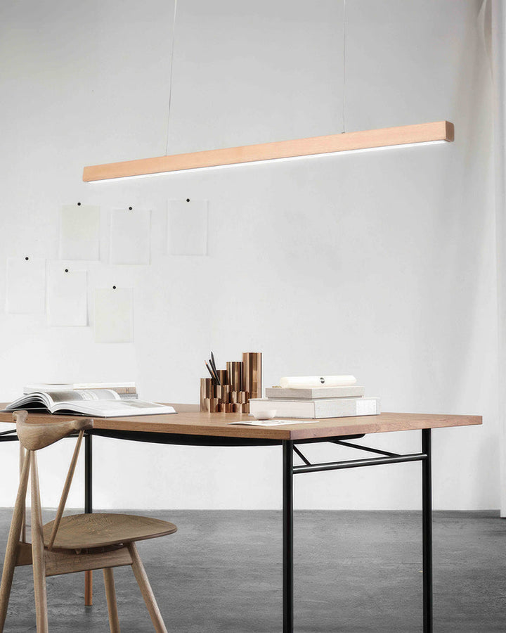 Minimalist Japanese Walnut Pendant Light 6